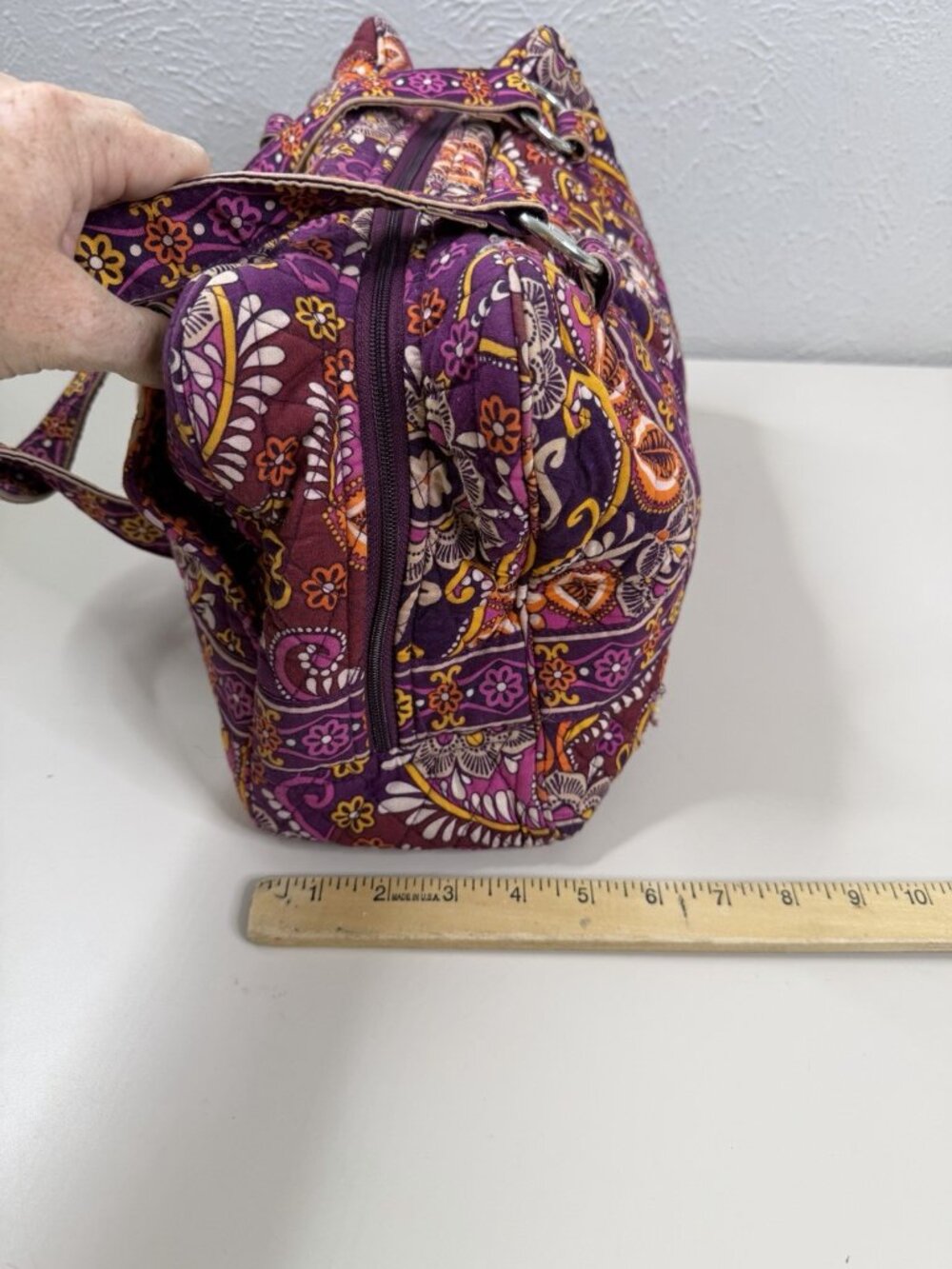 Vera Bradley Weekender Travel Bag Safari Sunset Burgundy Purple W/Handles EUC - Picture 12 of 16